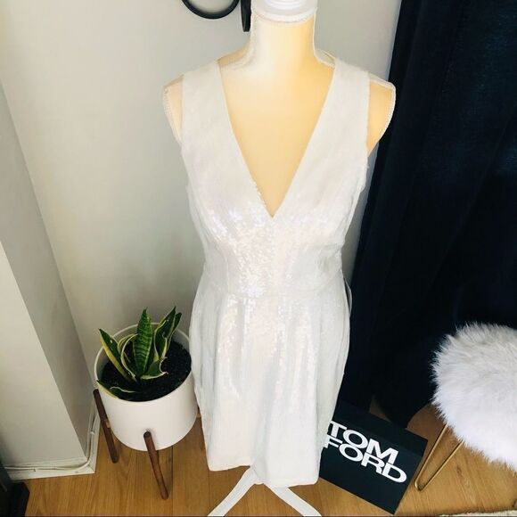 AMSALE Clear Sequin Sleeveless Sheath Dress, White, Wedding, Party, Size 10, NWT - Picture 9 of 16